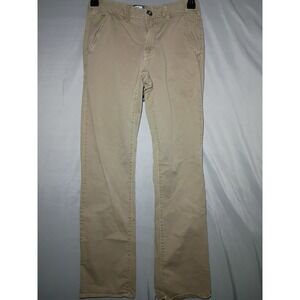 BKE Casuals Jake Pants Mens 28L 28x33 Tan Beige Straight Leg Stretch Buckle